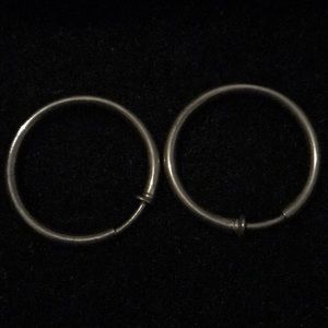 Clip on dangle dangly earrings silver hoops small!